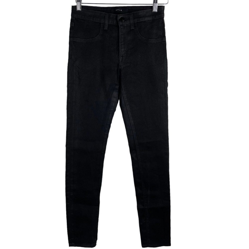 DSTLD Womens Jeans Size 27 x 30 Black Coated Skinny High Waisted‎